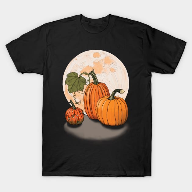 Pumpkin Moon  dark background T-Shirt by mernstw